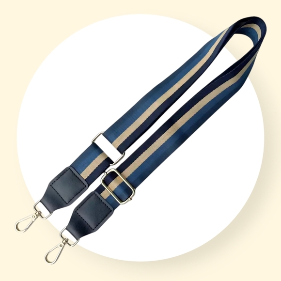 🆕 Adjustable Navy Blue Stripe Replacement Strap - Purse, Bag, Camera, Guitar - Picture 5 of 11